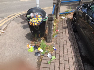 litter bin overflowing